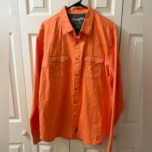 Wrangler Men's Vibrant Orange Button Down Shirt